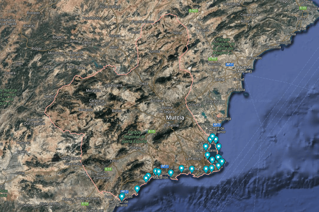 mapa playas murcia