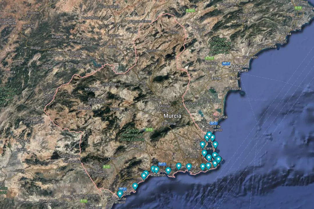 mapa playas murcia