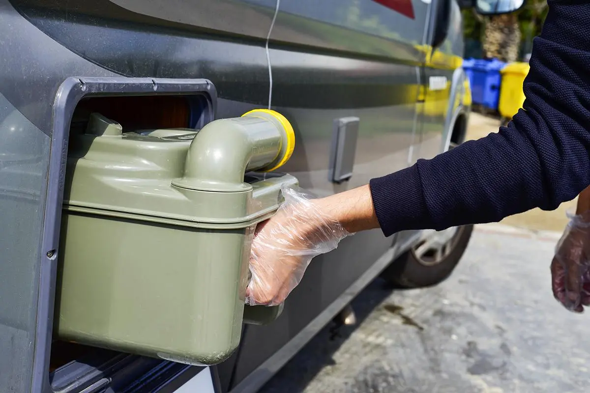 campervan black water tank chemical toilet